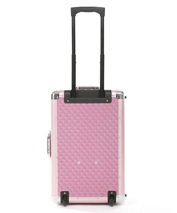 Pink Aluminum Beauty Case With Two Handles Rolling Cosmetic Case For Travel