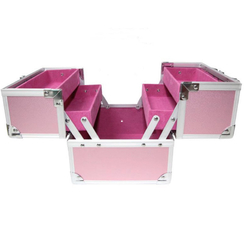 Light Weight Aluminum Cosmetic Cases, Red Lining Small Aluminum Cosmetic Vanity Case