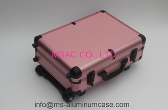 Pink Aluminum Makeup Case With Light , Fireproof Luggage Makeup Case