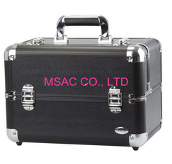 Aluminum Beauty Cases Black Makeup Boxes With Trays