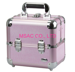 Purple Aluminium Beauty Case 4 Trays Inside Makeup Travel Box Moistureproof