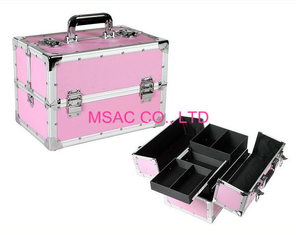 Pink Aluminium Beauty Case Silver Aluminum Edges L 260 X W 150 X H 160mm