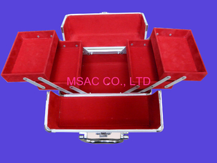 Sliver Aluminium Cosmetic Case Red Lining Inside L 280 X W 180 X H 180mm