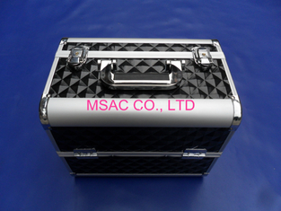 Aluminum Metal Makeup Case , Big Space Black Diamond Pro Makeup Case