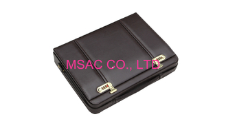 Leather / Aluminum Attache Case Easy Cleaning 3.8MM MDF With Brown Pu Leather