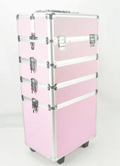 4 In 1 Aluminum Makeup Trolley Case In Pink Color Pink Pro Makeup Trolley Case