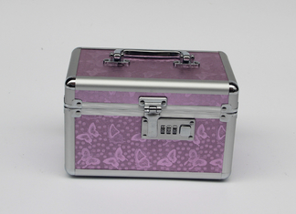 Small Aluminum Beauty Nail Case Pink ABS Cosmetic Box With Mirror