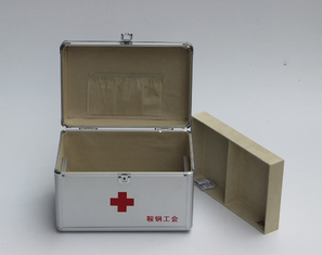 ABS First Aid Case With Removable Tray For Medicines Small Aluminum Doctor Carry Medicine Box Silver