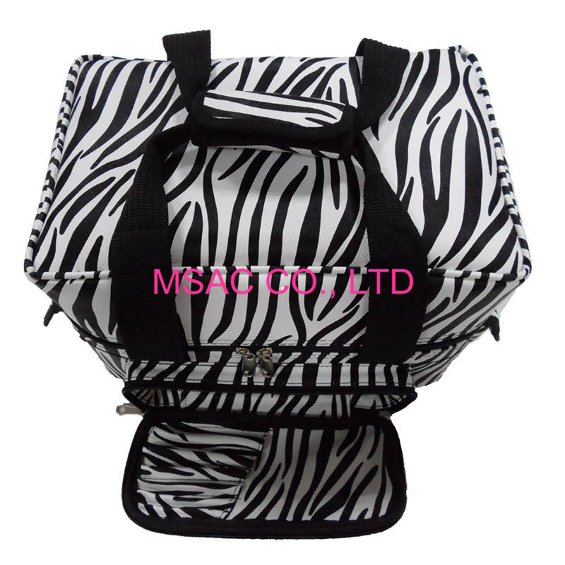 Custom Zebra Print Makeup Case , Fabric Zebra Makeup Bag L 320 X W 220 X H 240mm