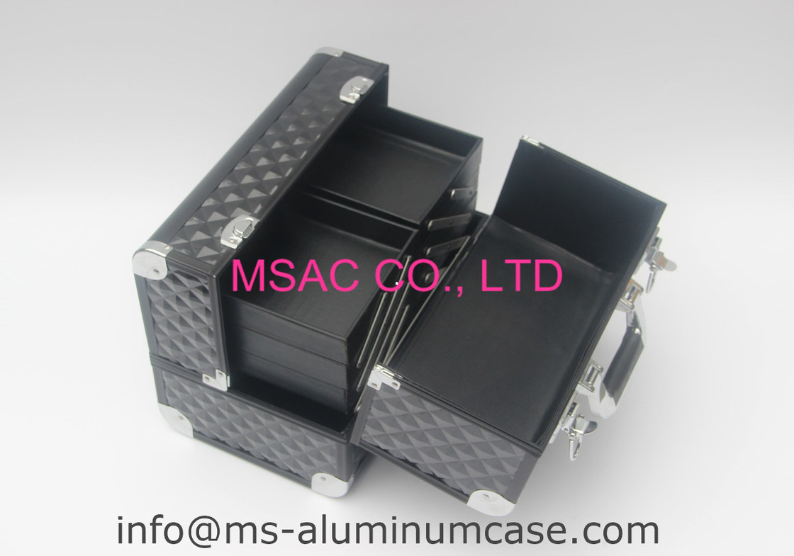 Black Aluminium Beauty Case With Two Locks L 260 X W 150 X H 160mm Moistureproof
