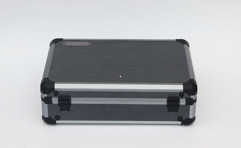2.2 kgs Gray Aluminum Hard Case With Striped Panel And Die Cut Foam Layout Inside