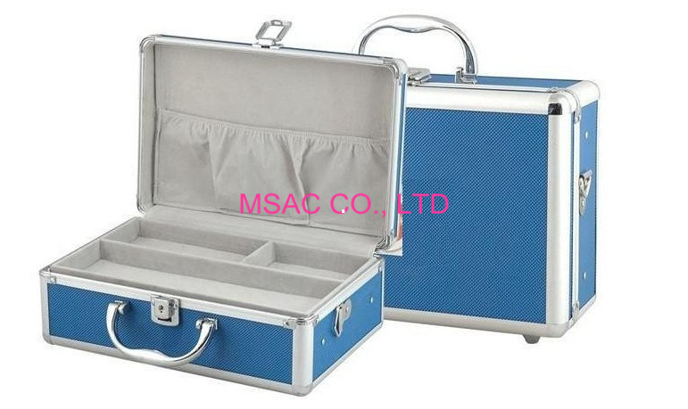 Blue Skin Aluminium First Aid Case / ABS Panel First Aid Kit With Detachable Tray Inside