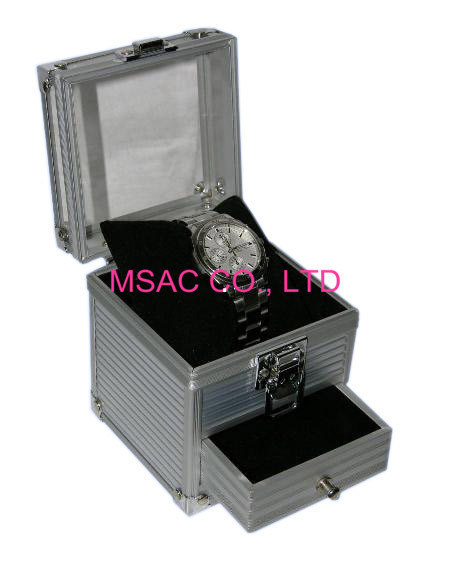 Easy Transport Aluminum Watch Case Box Silver Color For Protect Watches