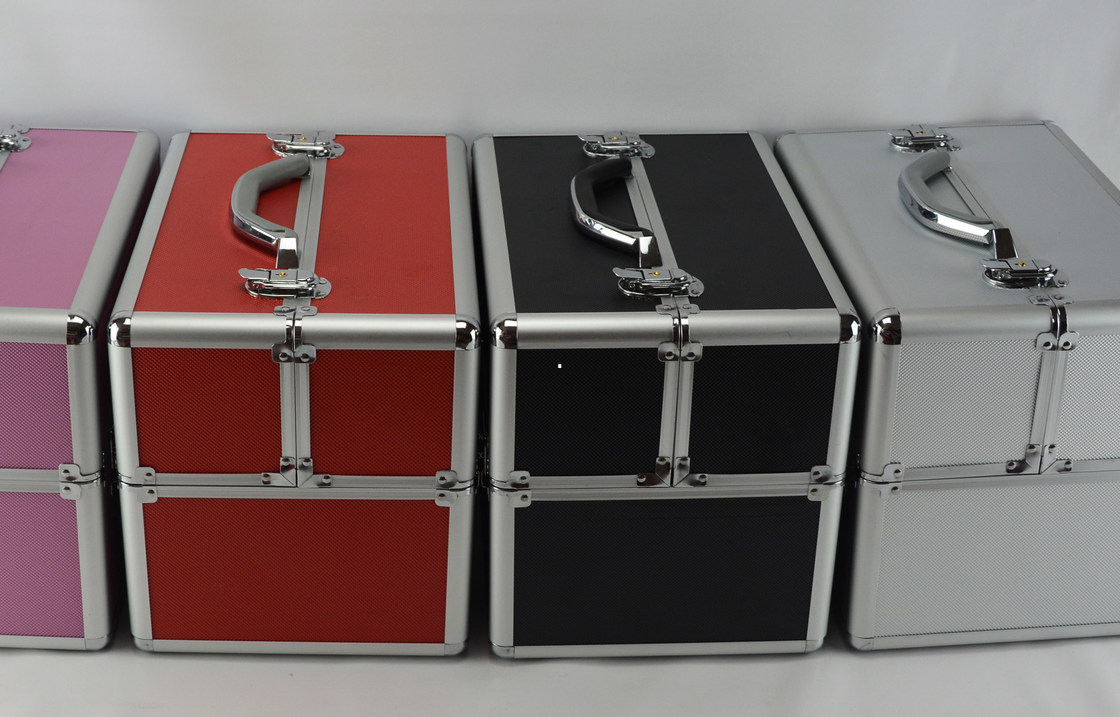 Multi Color Diamond ABS Aluminum Makeup Train Box , Protable Cosmetic Vanity Case