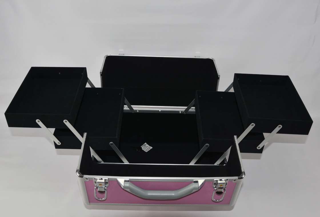 Multi Color Diamond ABS Aluminum Makeup Train Box , Protable Cosmetic Vanity Case