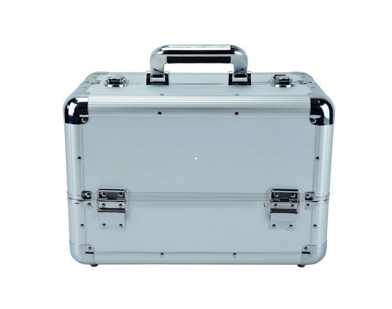 Professional Makeup Artist Case , Lockable Professional Makeup Train Case In Silver Color