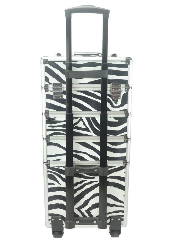 4 In 1 Aluminum Makeup Trolley Case In Zebra Color, Zebra Pro Makeup Case