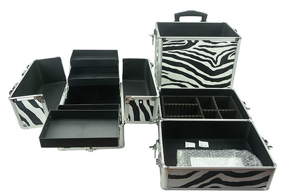 4 In 1 Aluminum Makeup Trolley Case In Zebra Color, Zebra Pro Makeup Case