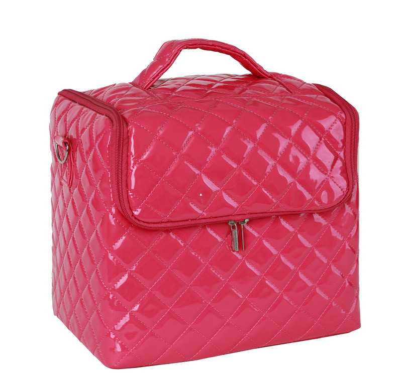 Soft Fabric Makeup Train Case With Shoulder Strap Pro Makeup Cosmetic Case Large Base Compartment
