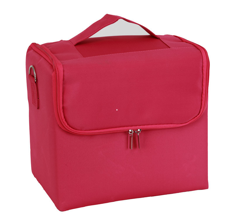 Soft Fabric Makeup Train Case With Shoulder Strap Pro Makeup Cosmetic Case Large Base Compartment