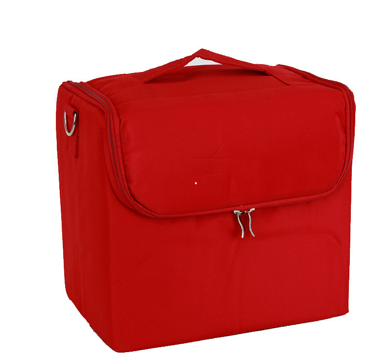Soft Fabric Makeup Train Case With Shoulder Strap Pro Makeup Cosmetic Case Large Base Compartment