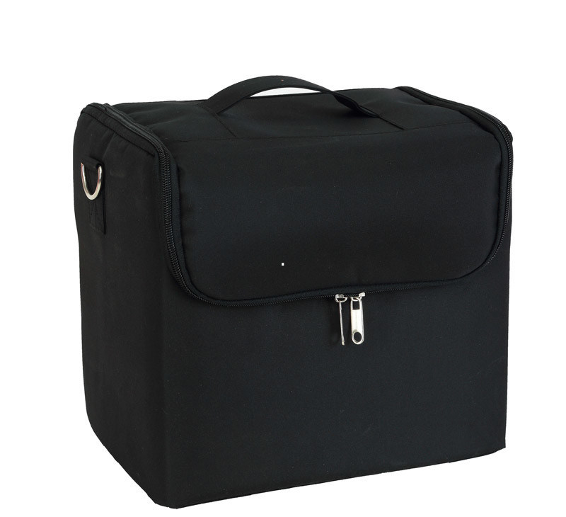 Soft Fabric Makeup Train Case With Shoulder Strap Pro Makeup Cosmetic Case Large Base Compartment