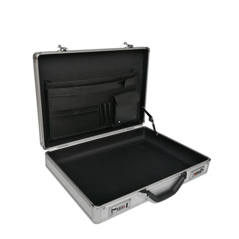 Funtional Aluminum Attache Case With Two Locks Silver ABS Pilot Case For Business