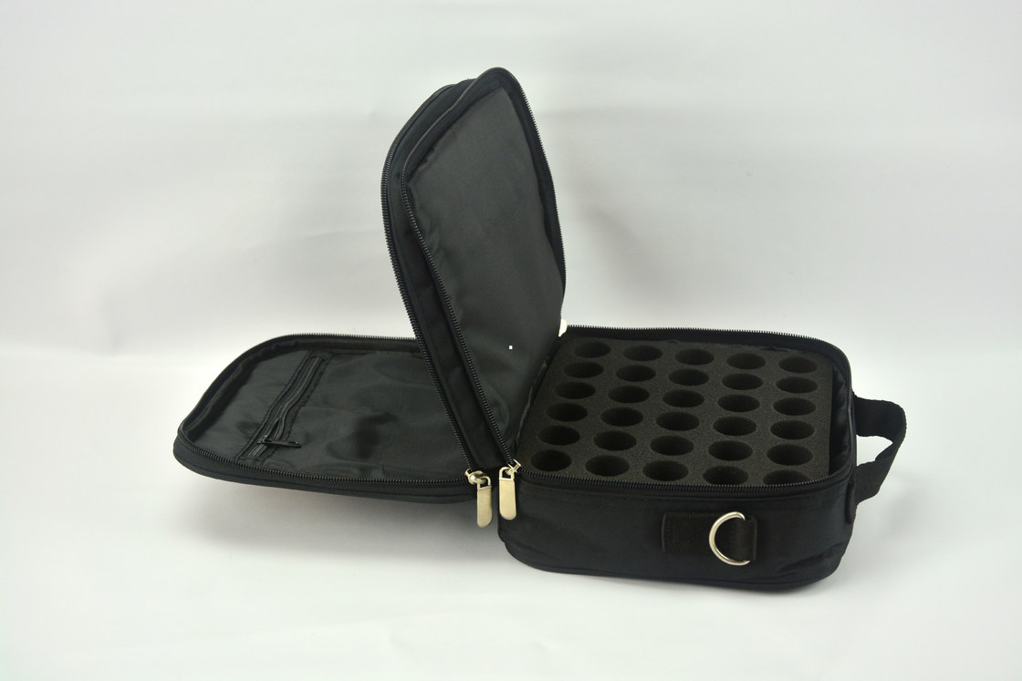 Small Fabric Beauty Bag For Carrying Essential Oil Fabric Cosmetic Case With Foam To 42 Slots