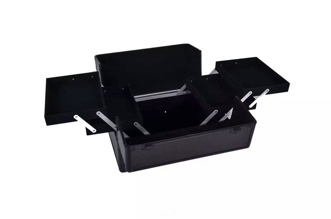 Multiple Colour Makeup Train Case Plastic Handle Beauty Case Four Trays For Women