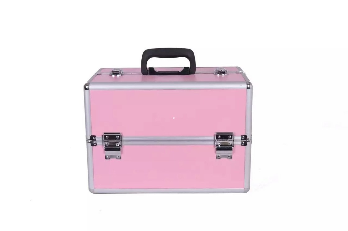 Multiple Colour Makeup Train Case Plastic Handle Beauty Case Four Trays For Women