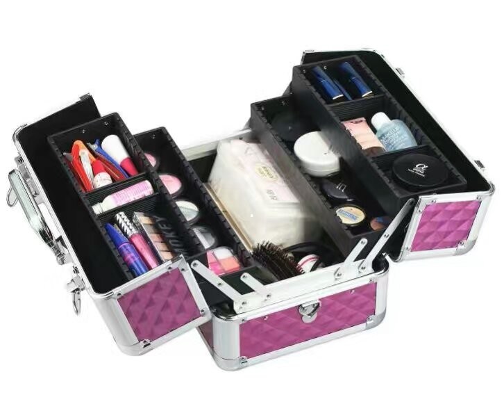 Rose PVC Beauty Case Waterproof Aluminum Makeup Case For Travel Portable Cosmetic Case