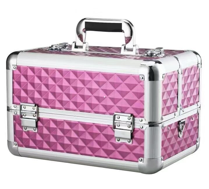 Rose PVC Beauty Case Waterproof Aluminum Makeup Case For Travel Portable Cosmetic Case