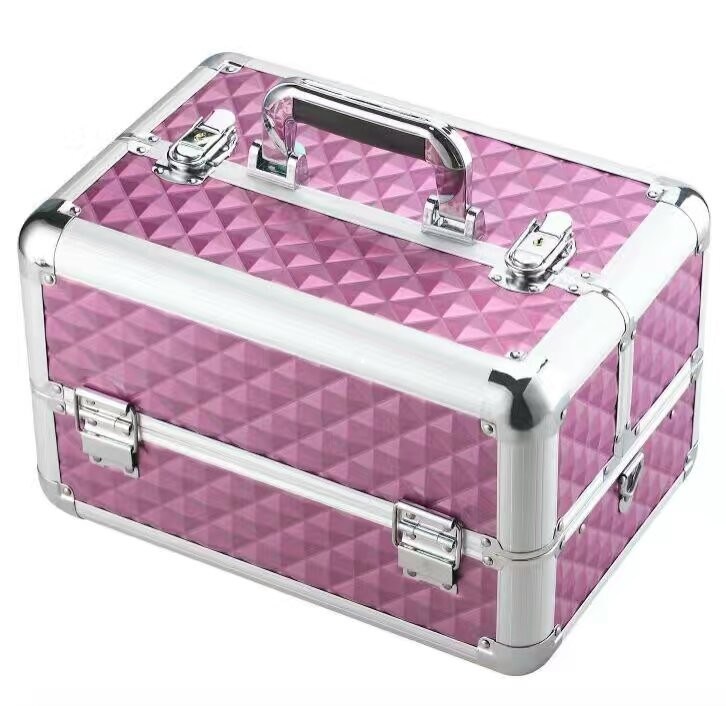 Rose PVC Beauty Case Waterproof Aluminum Makeup Case For Travel Portable Cosmetic Case
