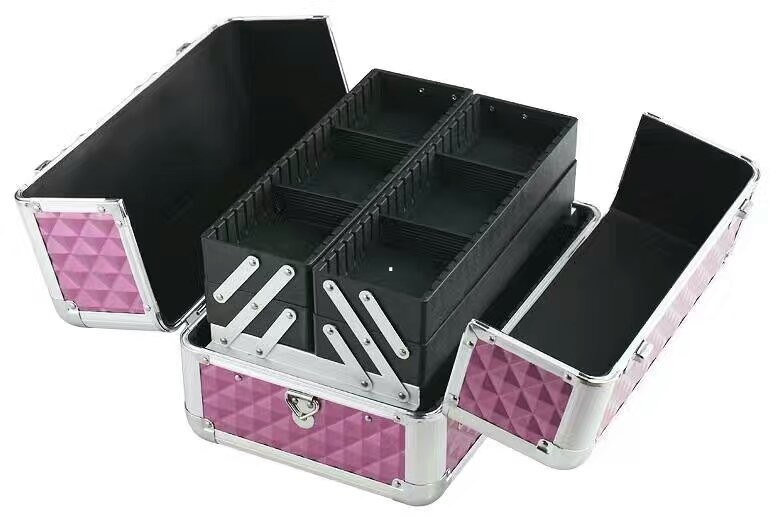 Rose PVC Beauty Case Waterproof Aluminum Makeup Case For Travel Portable Cosmetic Case