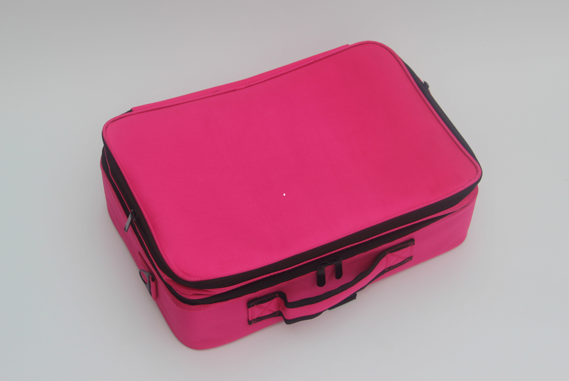 Oxford Beauty Bag With Double Zipper Fabric Makeup Train Case For