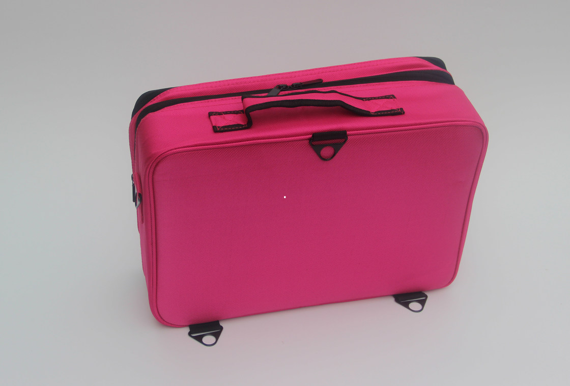 Oxford Beauty Bag With Double Zipper Fabric Makeup Train Case For Artist Rose Cosmetic Bag 3 Layer Organizer