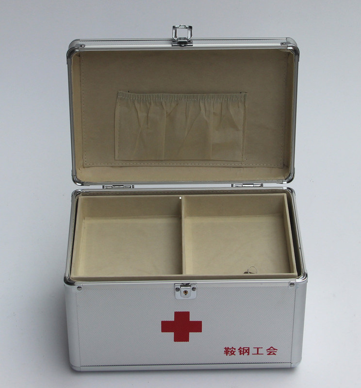 ABS First Aid Case With Removable Tray For Medicines Small Aluminum Doctor Carry Medicine Box Silver