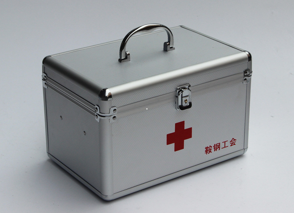 ABS First Aid Case With Removable Tray For Medicines Small Aluminum Doctor Carry Medicine Box Silver