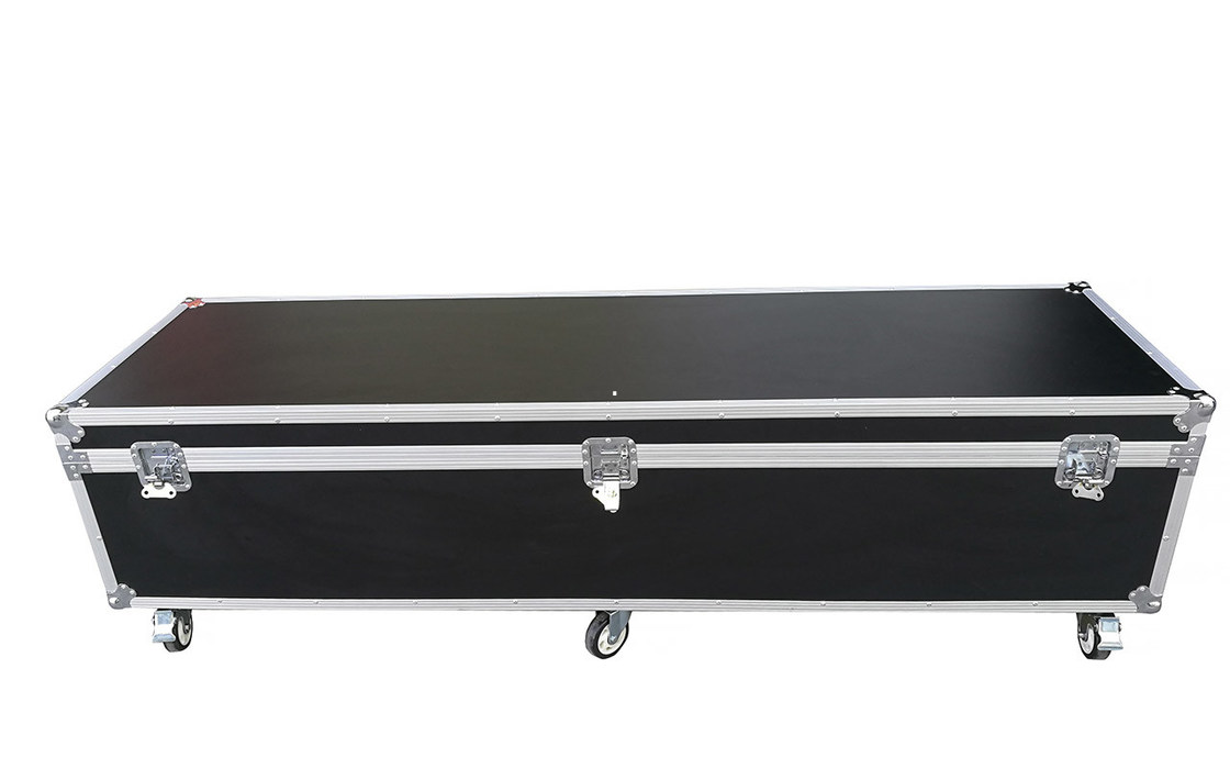 Large Aluminum Flight Case Black Instrument Carry Case With Six Wheels For Equipment