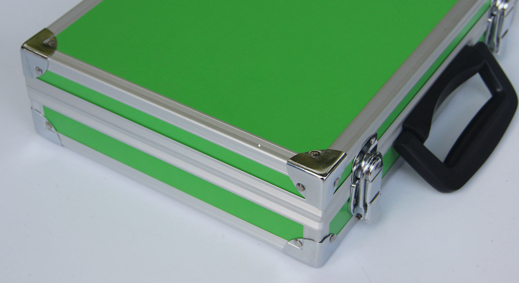 Green Alu Tool Boxes Carrying ToolCcase Fireproof Storage Tools With Foam Lining Interior