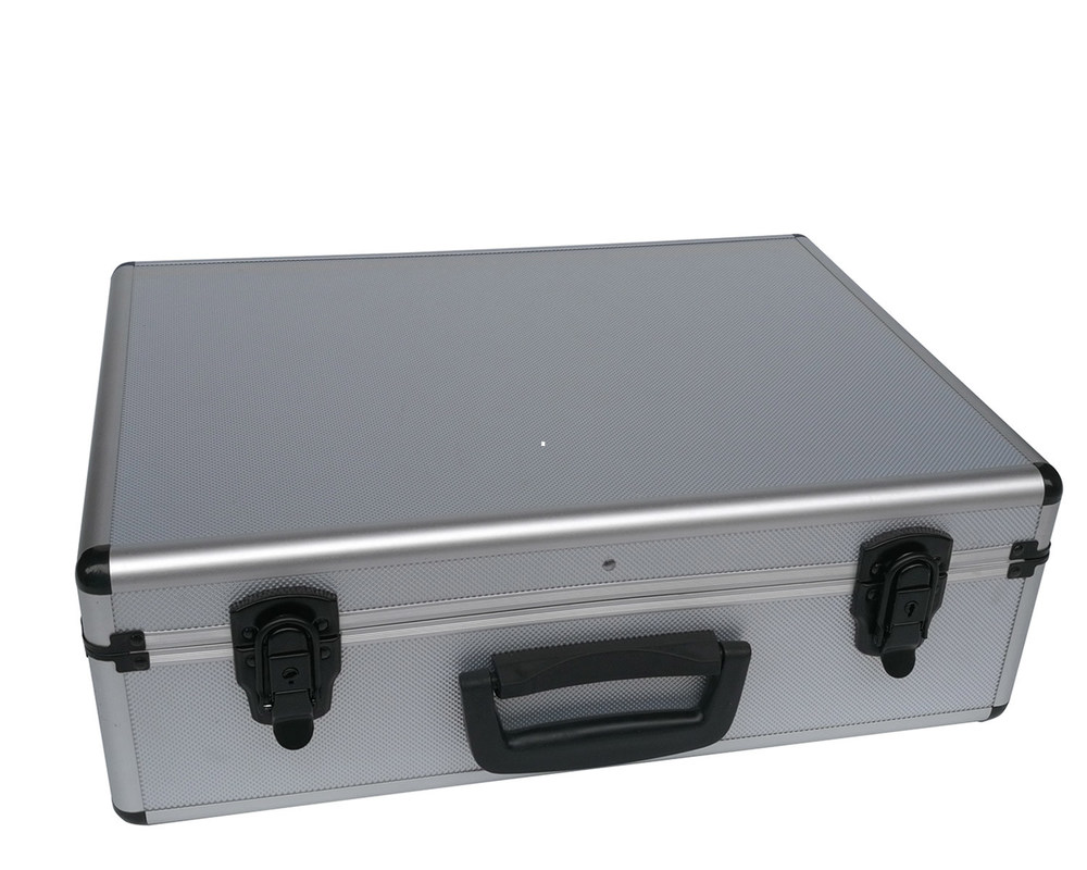 Silver Aluminum Tool Carry Case With Tool Panel Interior Black Lockable Carrying Boxes