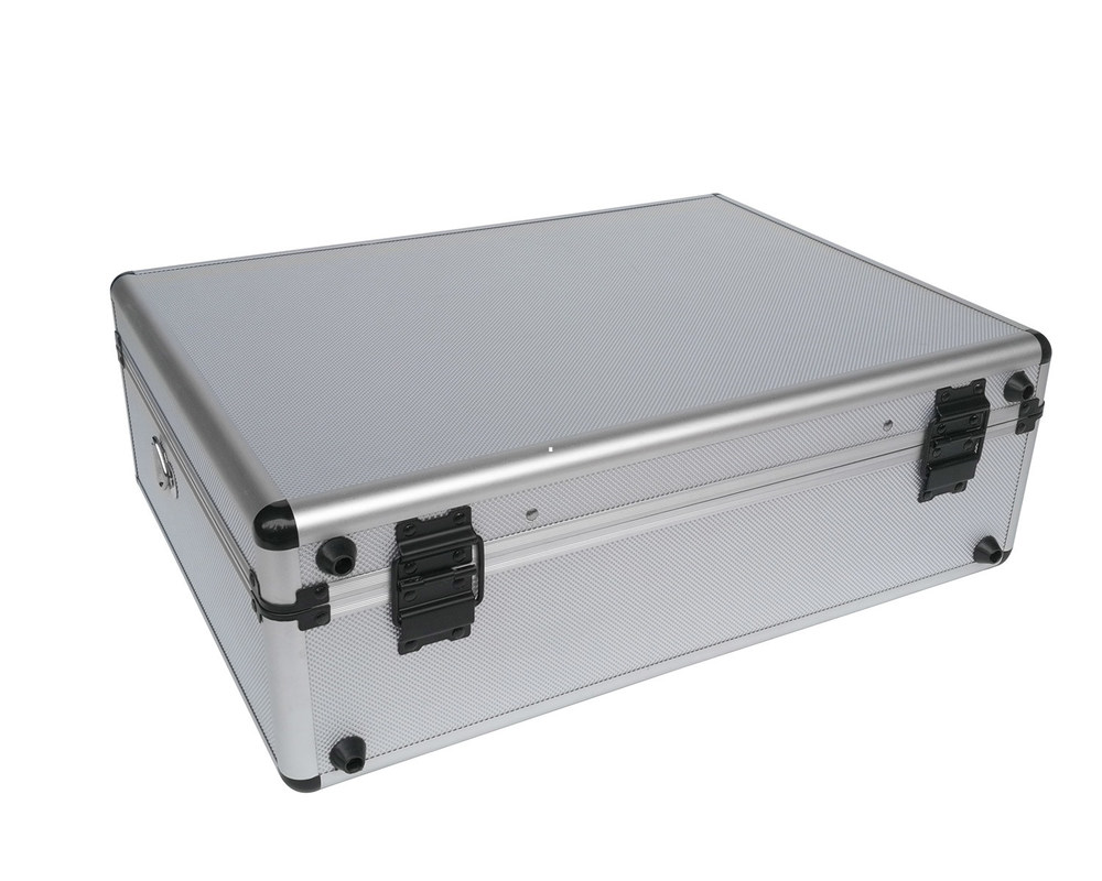 Silver Aluminum Tool Carry Case With Tool Panel Interior Black Lockable Carrying Boxes