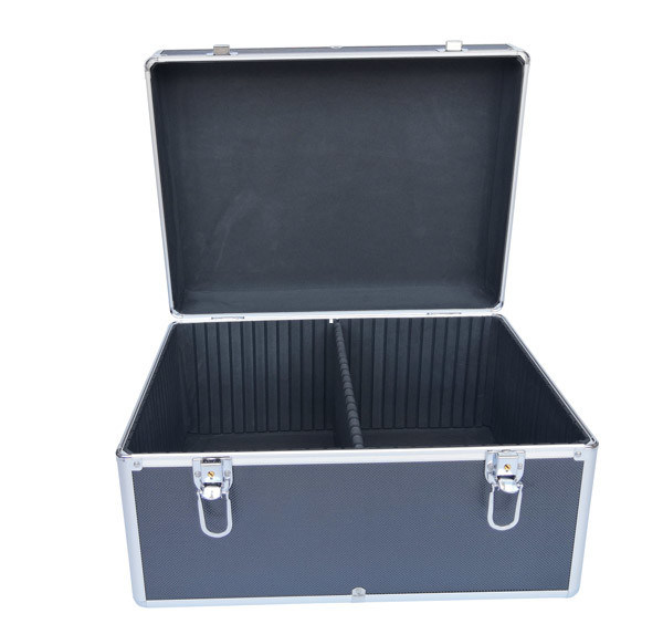 Black Aluminum DVD Storage Case Alu Storage Box For 1000 CDs With Removable Divider