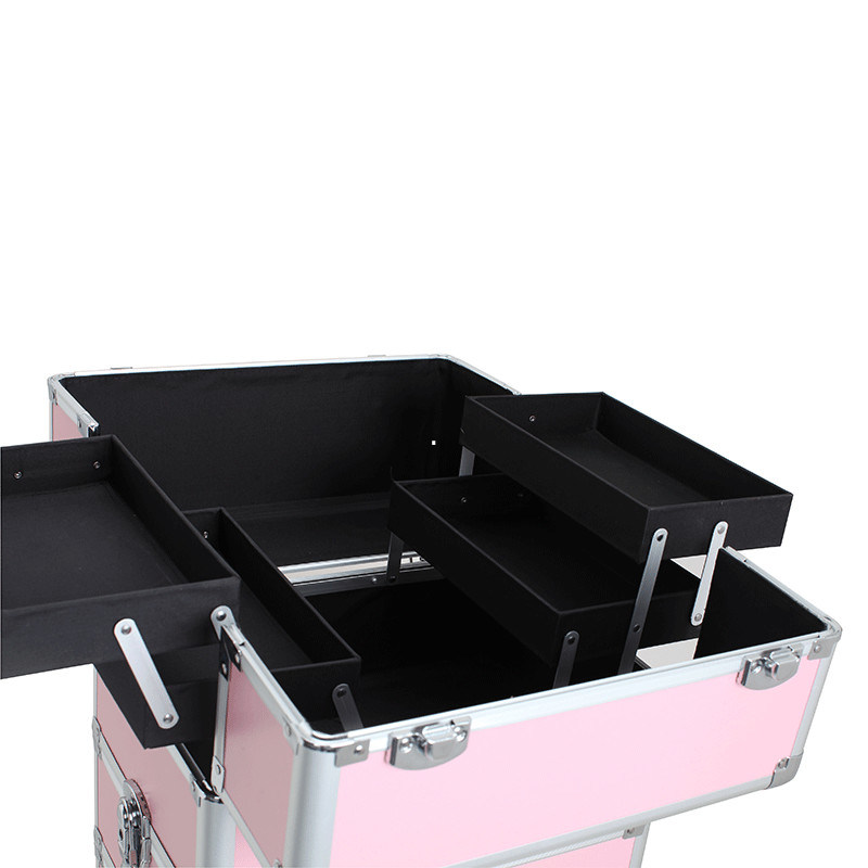 Rolling Makeup Train Case Hairdressing Trolley Stylist Beauty Salon Cosmetic Luggage Travel Organizer Makeup Case