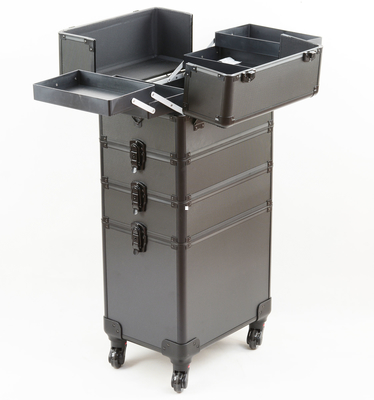 Aluminum Trolley Makeup Case/Pro Makeup Case with Locks and Dividers for Secure and Organized Storage