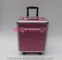 Pink Trolley Aluminum Beauty Box With Wheels And Large Storage Space