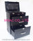Professional Makeup Cases On Wheels , Black Pu Leather Cosmetic Trolley Case