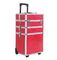 3 in 1 Professional Red Pro Makeup Case With Trolley,Aluminum Trolley Makeup Case