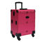 Pink Leather Makeup Trolley Case With Wheels