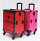 Red Professional Makeup Artist Case , Durable Makeup Trolley Case With Wheels